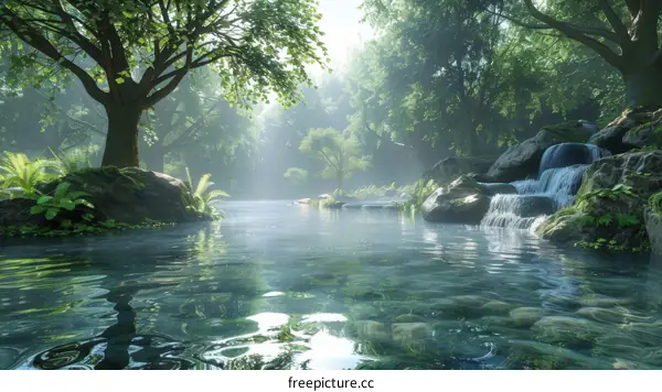 Waterfall Hidden in the Forest