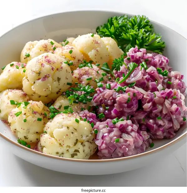 Cauliflower with red onion salad