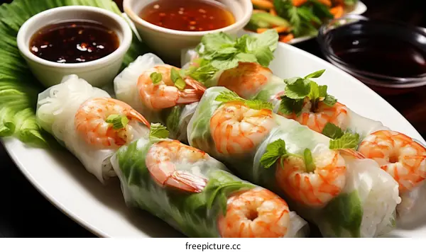 Fresh Vietnamese Summer Rolls with Shrimp and Vegetables