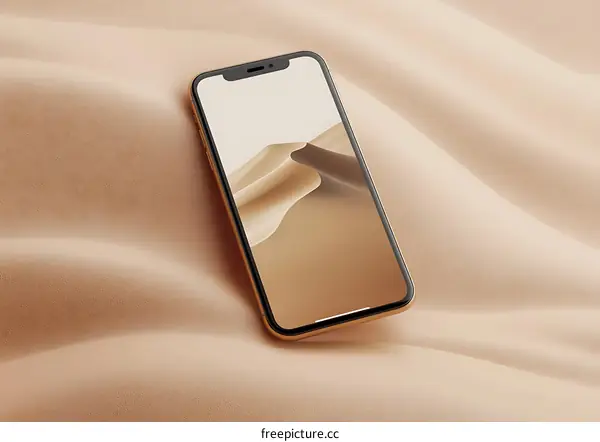 Golden Smartphone on a Beige Background