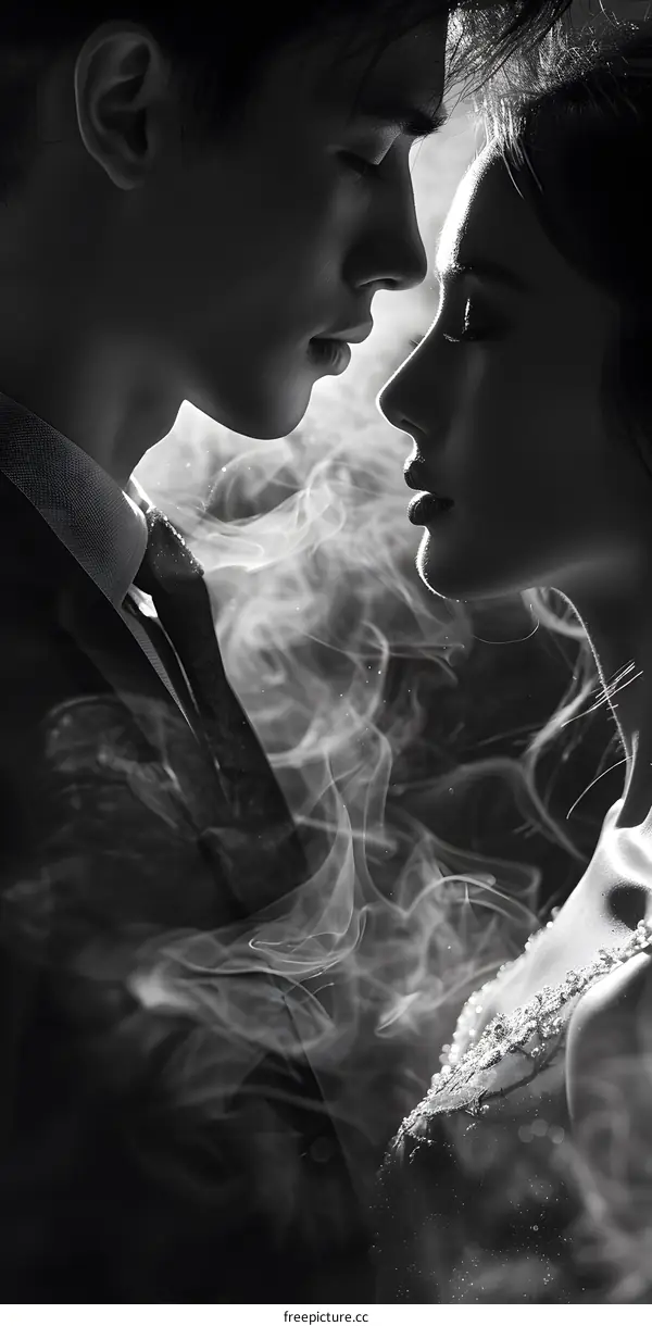 Black and white photo of a couple