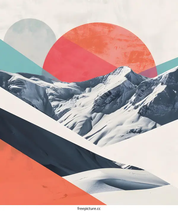 Abstract Mountain Landscape with Geometric Shapes