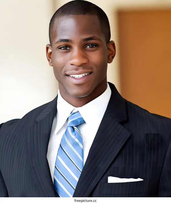 Portrait of a Smiling African American Businessman in a Suit