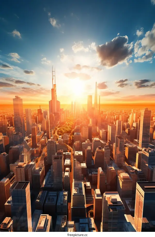 A beautiful sunset over a large city