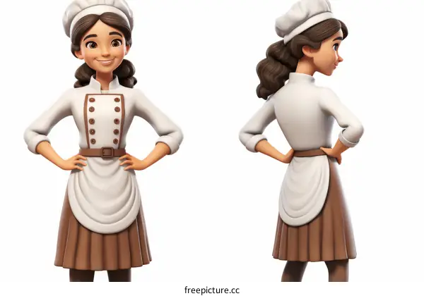 A cartoon image of a female chef
