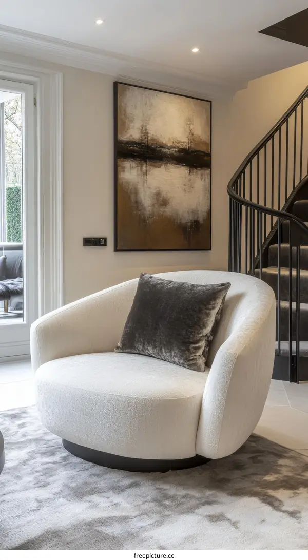 Modern Interior Living Room with Abstract Art