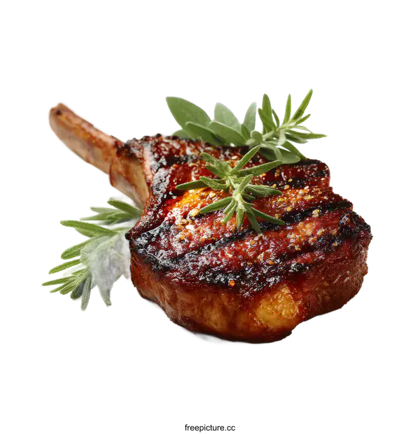 [Transparent Background PNG]Grilled Pork Chop with Herbs