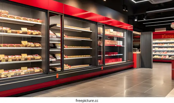 Refrigerated Display Cases in a Grocery Store