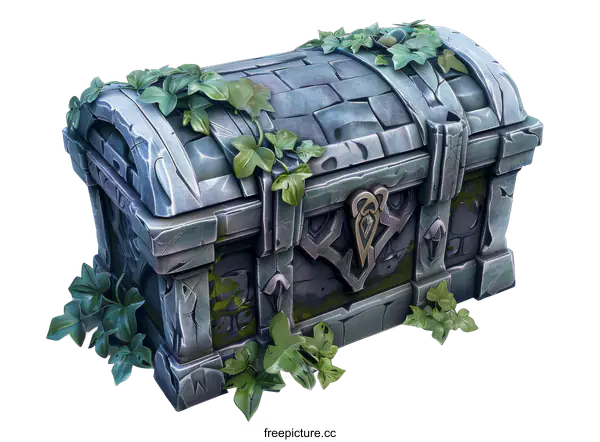 [Transparent Background PNG]Ancient Chest Covered in Ivy