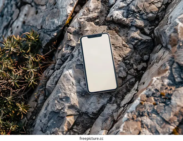 Blank Screen Smartphone on Rocks