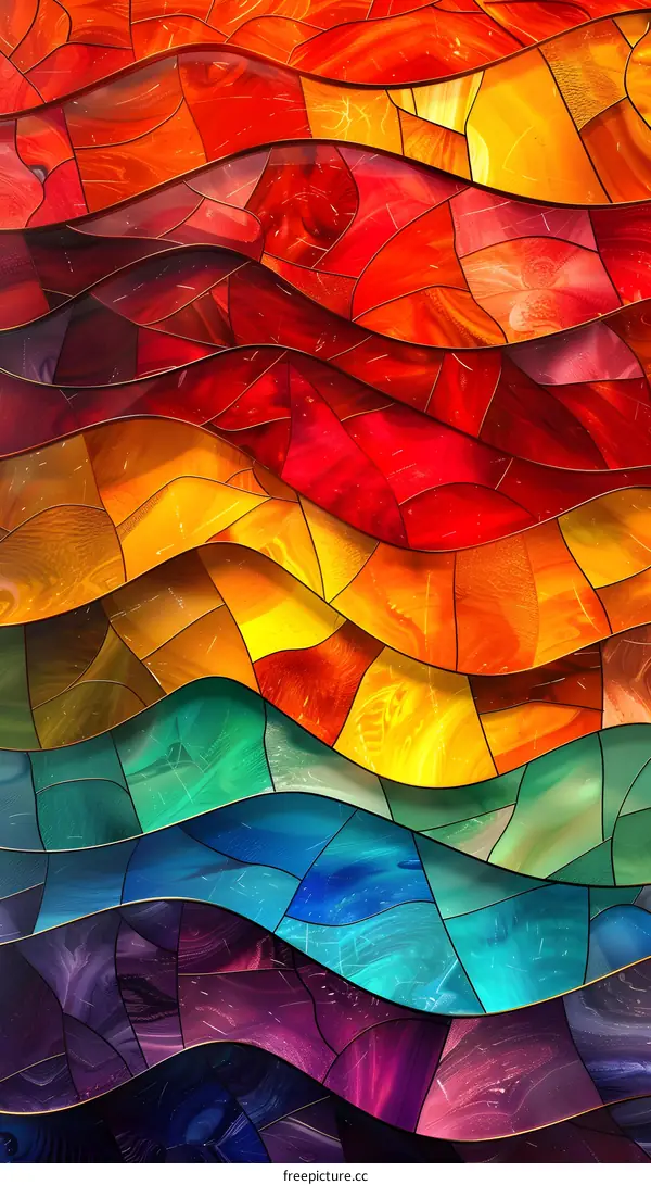 Colorful Stained Glass Waves
