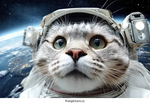 Space Cat Astronaut in the Universe