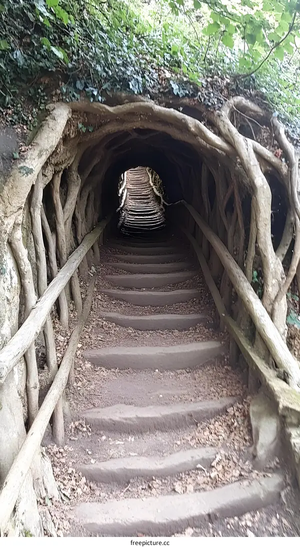 Stone Steps Through A Tunnel Of Tree Roots