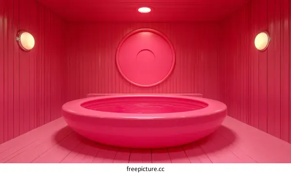 Pink Interior Design Spa Pool Illustration
