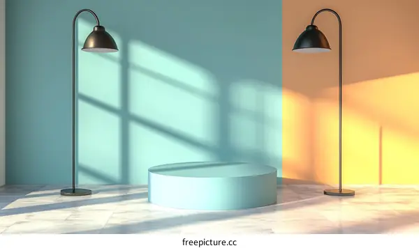 Stylish Minimalist Studio with Two Floor Lamps