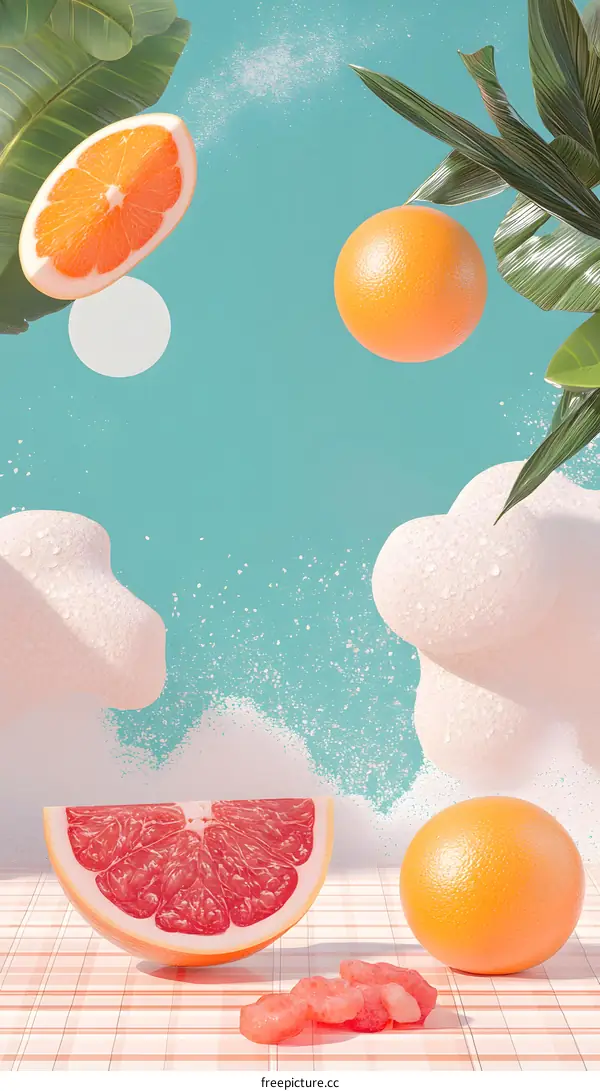 Summer Fruit Still Life With Orange And Grapefruit