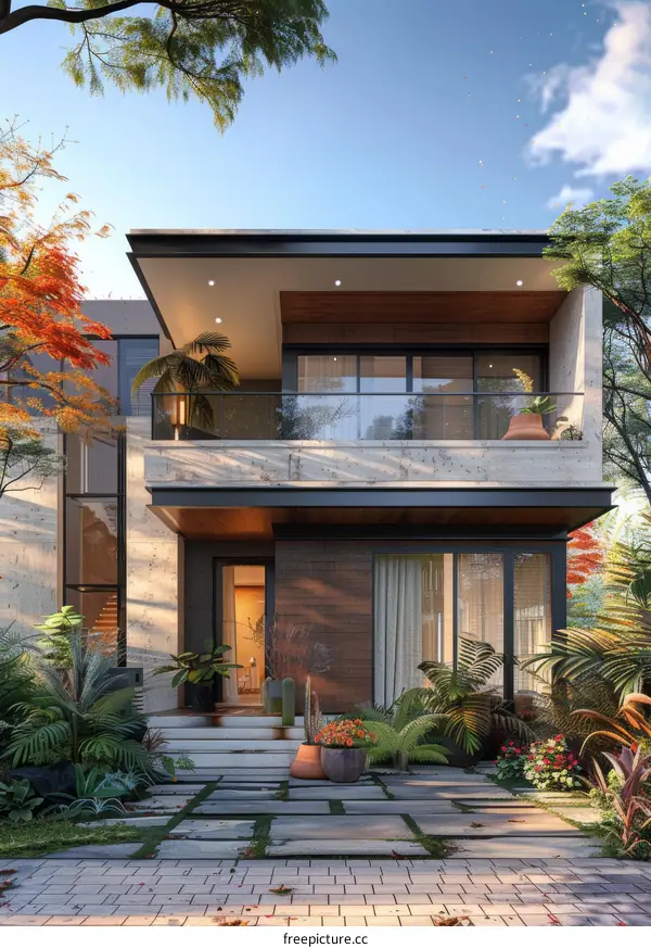 Modern Tropical Exterior Design Illustration