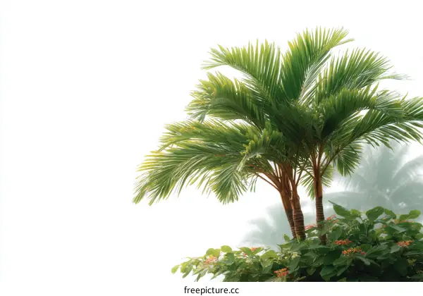 Tropical Palm Trees on a White Background