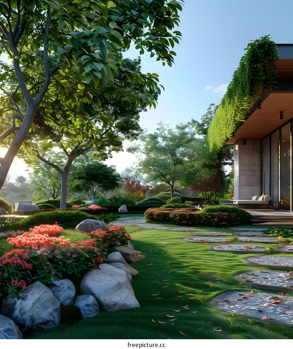 A lush garden landscape