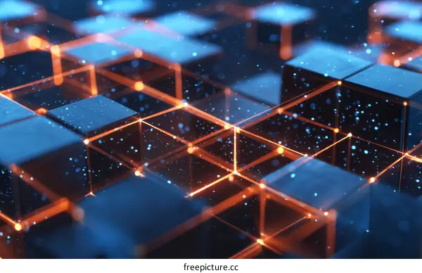 Abstract Futuristic Network of Cubes