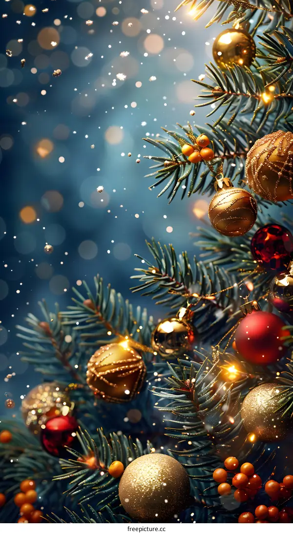 Christmas balls hanging on a Christmas tree