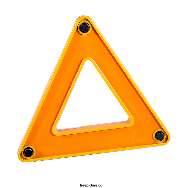 [Transparent Background PNG]Orange Triangle Warning Sign with Reflectors for Car Safety