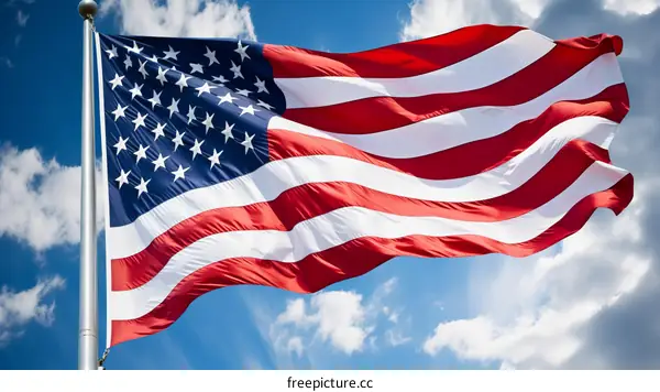 American flag waving in the wind