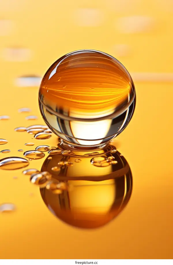 Close-up of a Glass Ball with Reflections