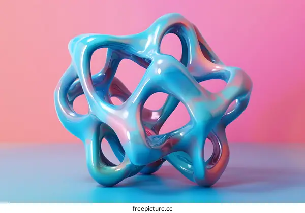Abstract Blue and Pink 3D Shape