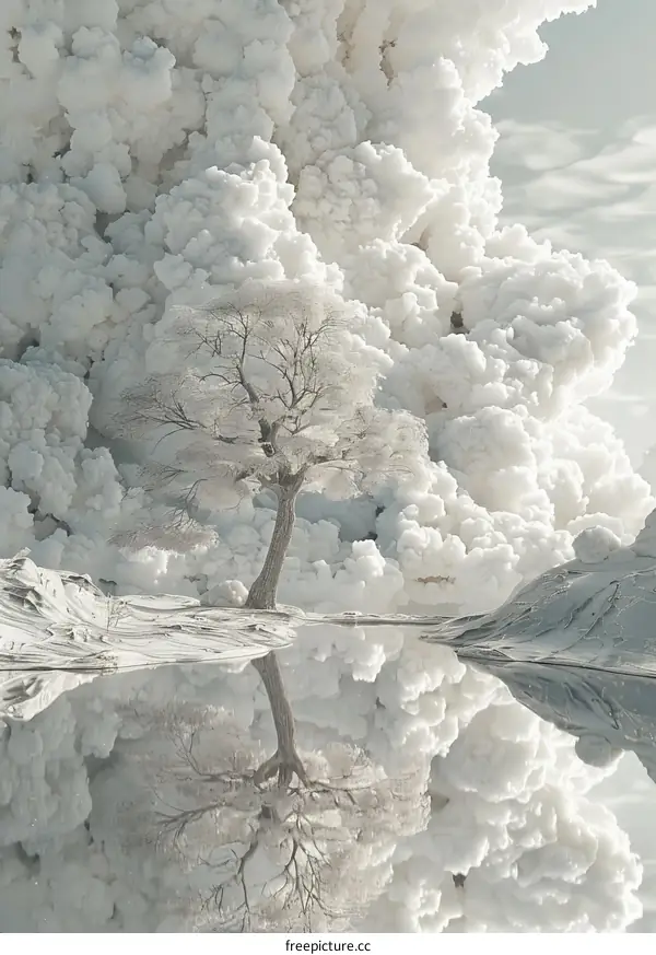 Winter Wonderland Reflection of a Bare Tree