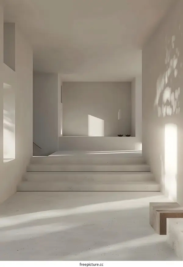 Modern Minimalist Interior Design with Concrete Stairs