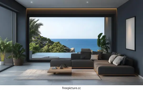 Modern Coastal Living Room Illustration