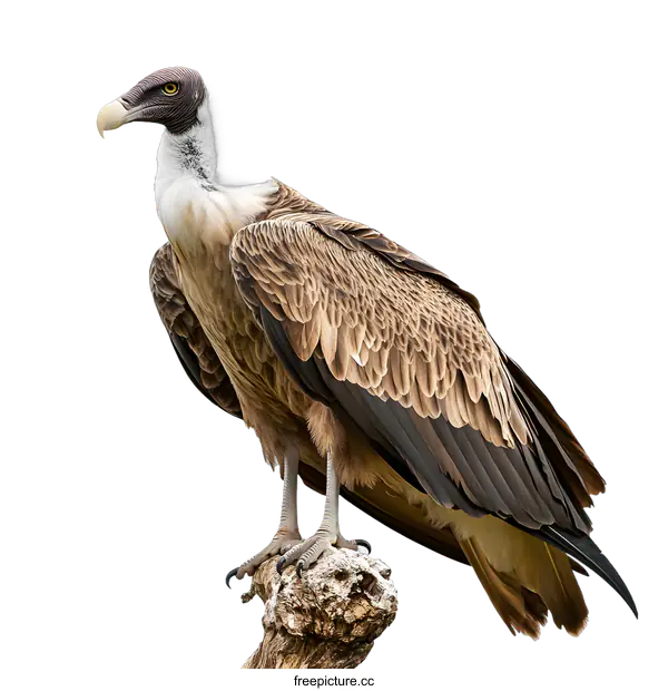 [Transparent Background PNG]White-backed Vulture Perched on a Branch