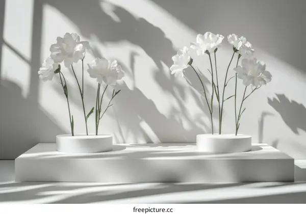 White Flowers on a White Display Stand