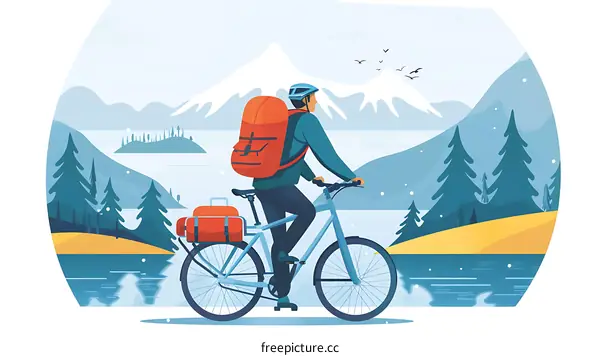 Man Riding Bike Through Winter Landscape