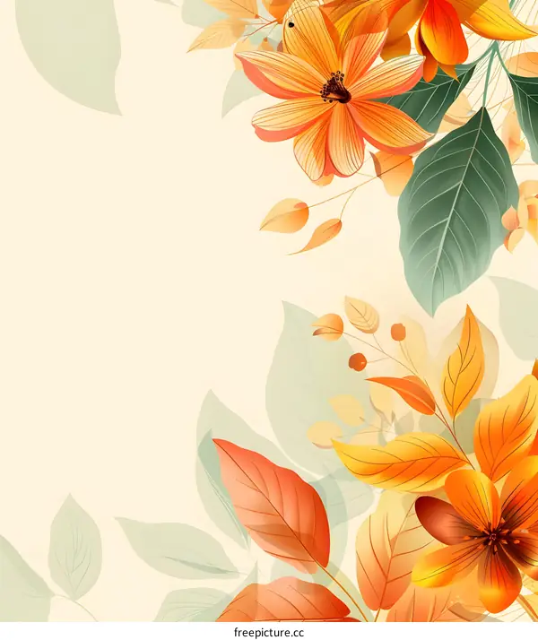 Autumn Leaves and Flowers Illustration