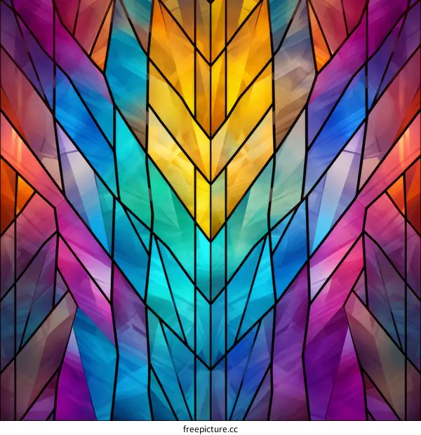 Stained glass window with a geometric pattern