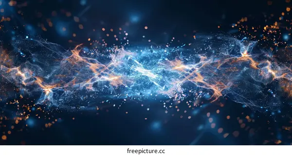 Abstract Blue and Orange Energy Particles Background