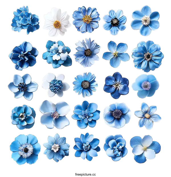 [Transparent Background PNG]Collection of Exquisite Blue Flowers