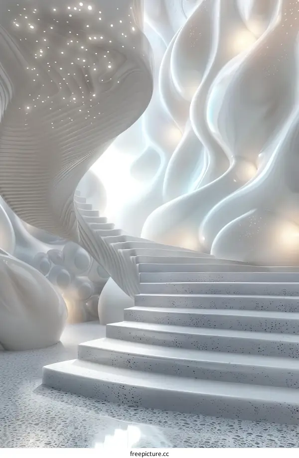 Modern Minimalist Geometric Staircase in White Space