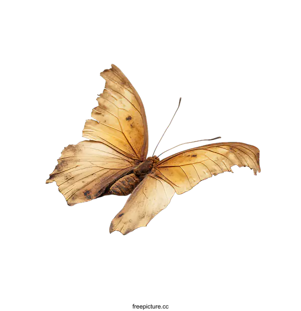 [Transparent Background PNG]Isolated Brown Butterfly with Open Wings on a transparent background