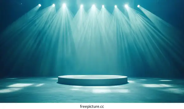 Empty Stage with Spotlight and Podium