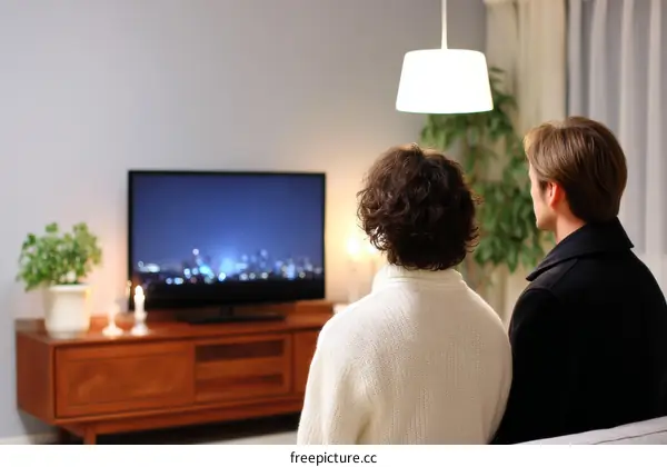 Couple Watching Television at Home