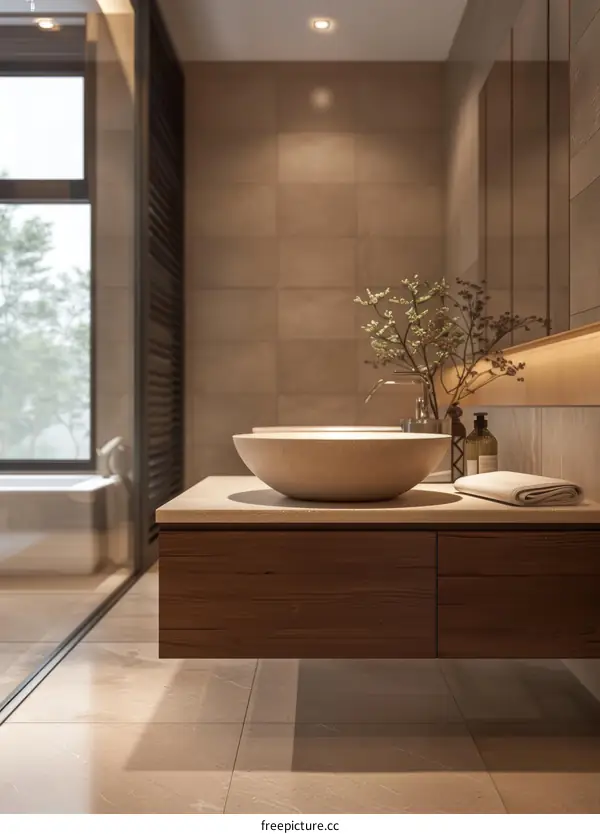 Modern Minimalist Bathroom Vanity with Double Sinks
