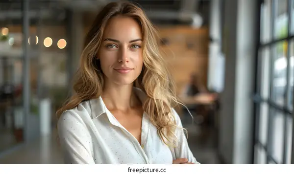 portrait of a beautiful young woman in a white blouse