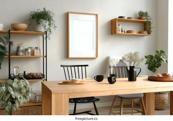 Cozy Kitchen Dining Area with Wooden Furniture