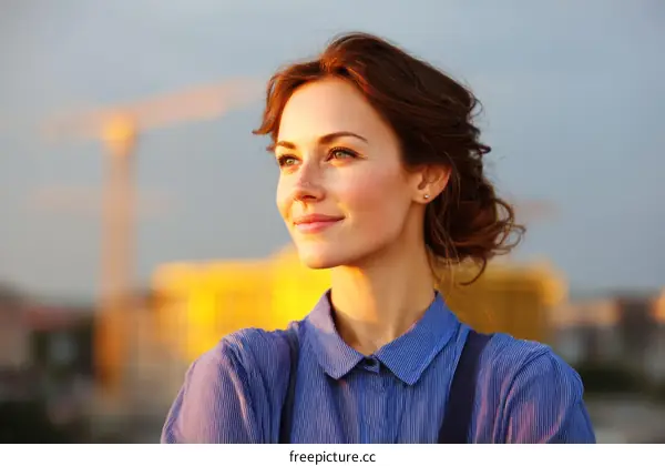 Beautiful Caucasian Woman Outdoors at Sunset