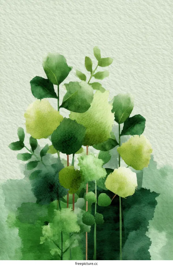 Abstract Watercolor Botanical Illustration