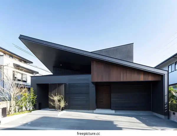 Modern Japanese Home with Unique Roof Design