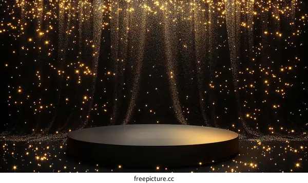 Luxury Black Podium Stage with Golden Glitter
